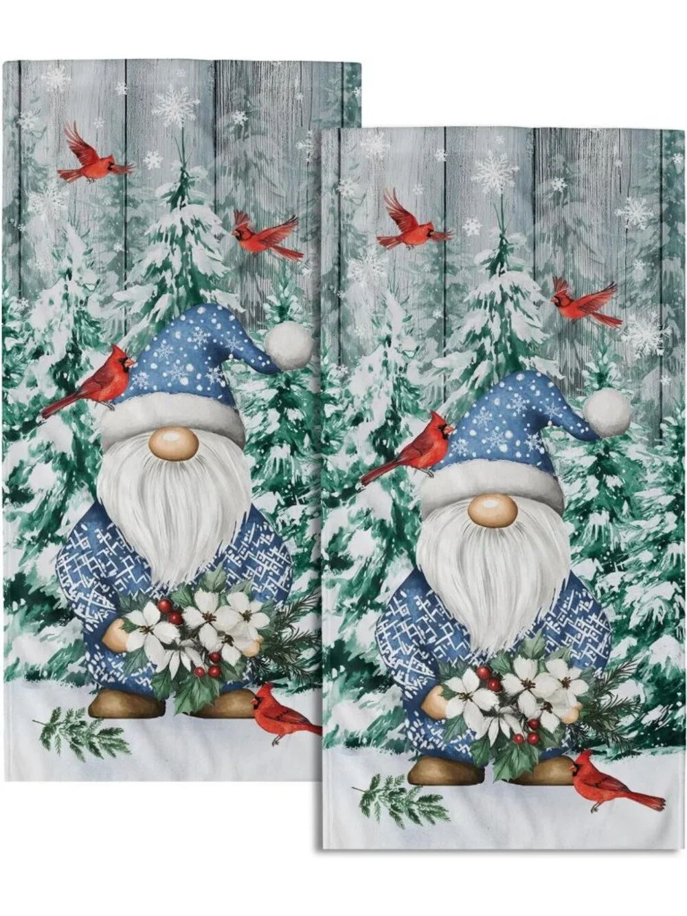 Cozy Winter Gnome Hand Towels Set of 2 | Soft Absorbent Kitchen & Bath Decor